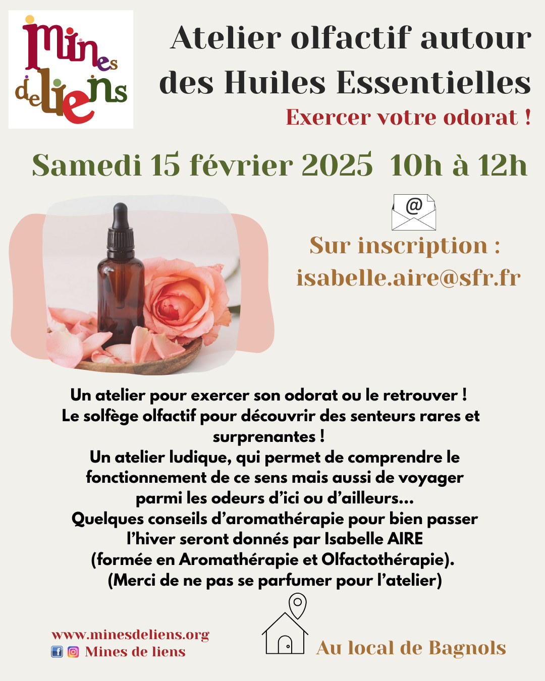 Atelier olfactif autour des Huiles essentielles Samedi 15 février 2025 ! Isabelle Aire